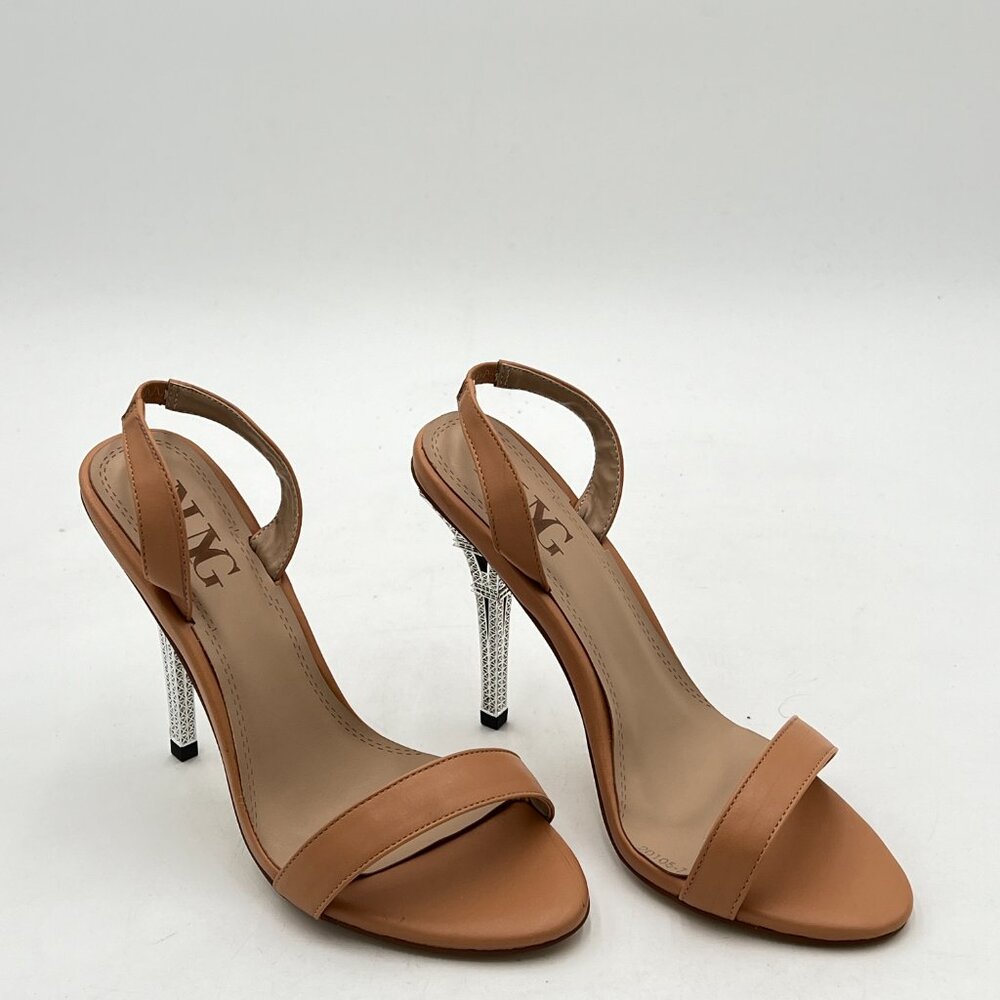 Nude Women Open Toe Slip on Sandals High Heel Slingbacks Braid Ball Dance Shoes
